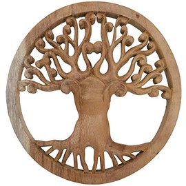 GURU SHOP Carved Wall Picture Decorative Wall Relief Tree of Life Tree of Life, Brown, 2 x 25 x 25 cm, Masks & Wall Decoration