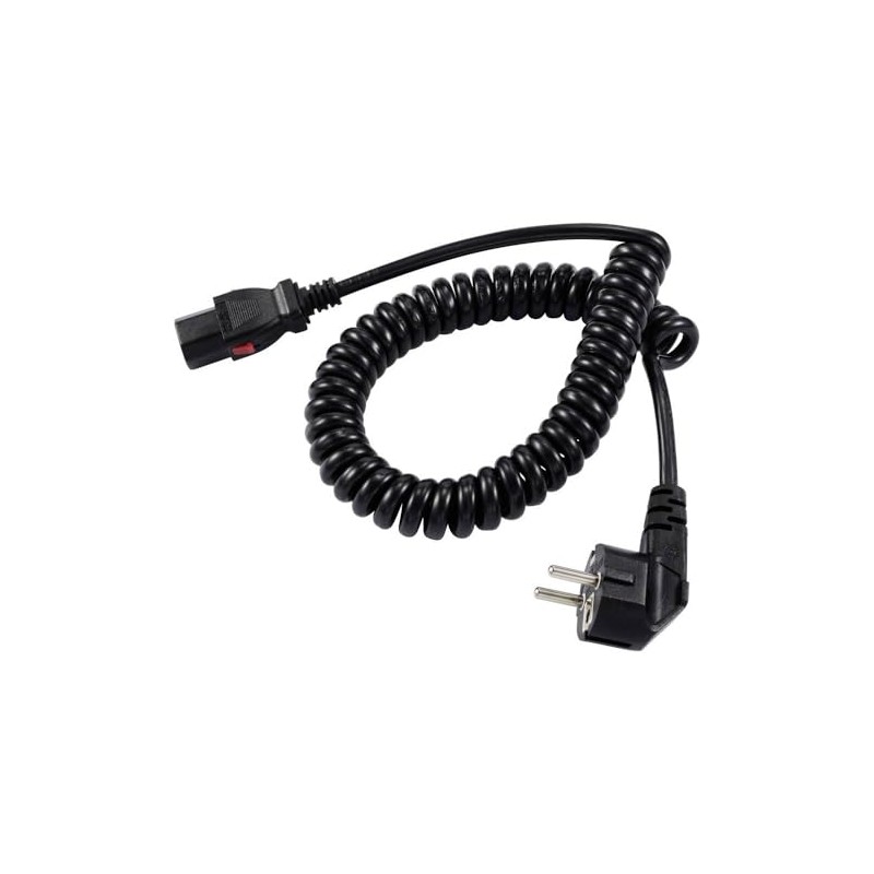 Sygonix SY-6733074 Kaltgeräte Anschlusskabel Schwarz 3 m verriegelbar, Spiralkabel