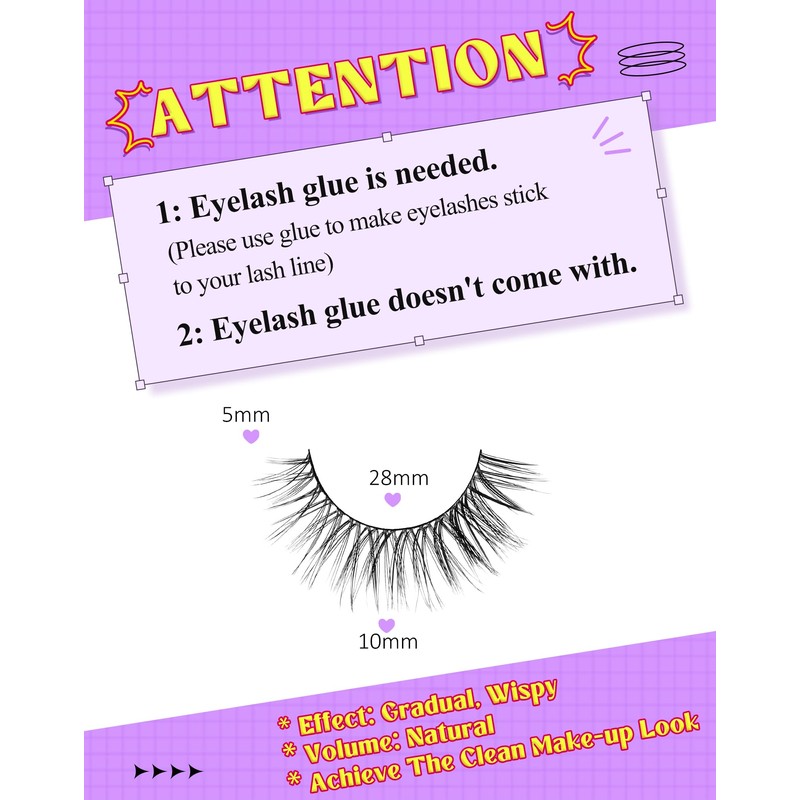 Onlyall Natural Lashes Wispy Lashes Natural Look False Eyelashes Natural