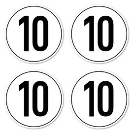 Stickers: Diameter 150 mm, Pack of 4 - StVO - Speed - 10 km/h - e.g. for Construction Machines and Trailers