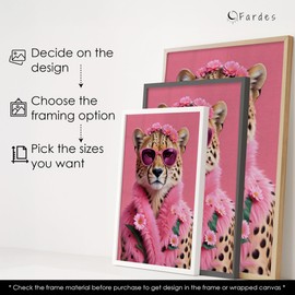 Pink Leopard Wall Art, Funny Leopard Print Room Decor, Funky Animal Print, Cheetah Decor for Teen Girls Bedroom, Cheetah Bathroom Decor (11x14, Rolled Canvas)