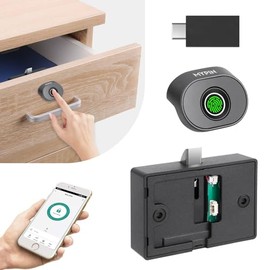 Cerradura Bluetooth con huella dactilar para gabinete, cerradura de cajón de archivos oculta inteligente biométrica sin llave para armario, seguridad eléctrica para niños, mueble de madera DIY para