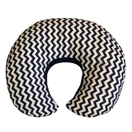 pillowerus Homemade 100% Cotton Flannel Soft Breast Feeding Nursing Pillow Cover/Positioner, 30"x16"x5" (60x33x10 cm) Navy Blue Chevron-Zigzags & Navy Blue Solid Back