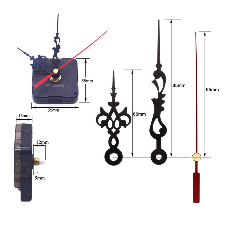 Deolven Clock Movement,Short Shaft Continuous Sweep Quartz Clock Mechanisms Black