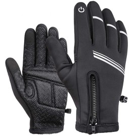 HIKENTURE Winter Bike Gloves,Cycling Gloves for Men and Women,Cold Weather Biking Gloves,Full Finger Thermal Windproof Bicycle Gloves for Riding, Hiking, Running(Black XXL)