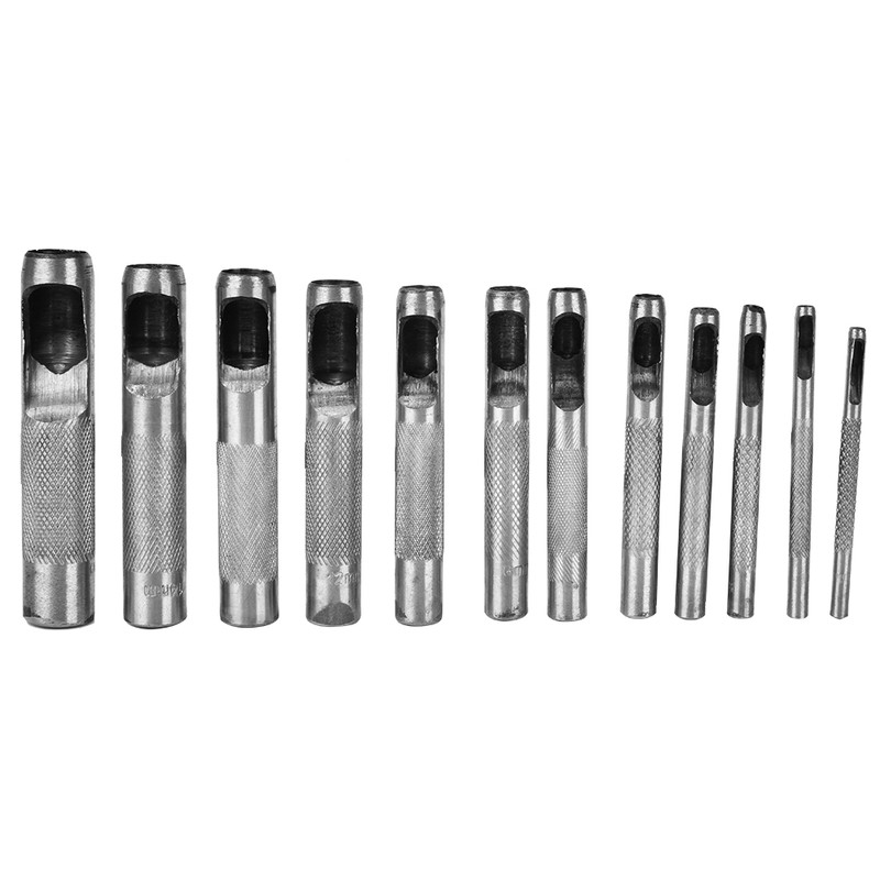 12PCS Leather Crafts Hole Puncher Hollow Round Punch Tool 3/4/5/6/7/8/9/10/11/12/14/16mm