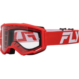 Fly Racing Focus Goggle Red/White-Youth | ATV Clear Vision & Impact Ready