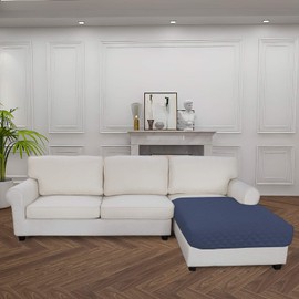 Easy-Going Sofa Slipcover L Shape Sectional Couch Cover 42 x 68 inches Rectangular Chaise Lounge Cover Reversible Sofa Cover Furniture Protector for Pets Kids Children Dog Cat (DarkBlue/DarkBlue)