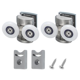 uxcell 25mm Shower Door Rollers, Sliding Shower Doors Wheels 304 Stainless Steel Bottom Wheels with Anti-Collision Block & Screws for Glass Doors 6mm Silver 2 Pcs