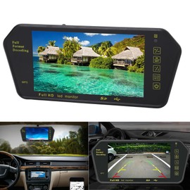 Rückspiegelkamera, 7 Zoll Spiegel Dashcam mit 4 LED Kamera, 1080P Rückfahrkamera für Auto, wasserdichte Rückfahrkamera mit Nachtsicht, Einparkhilfe GPS (ohne Kamera)