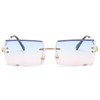 Rectangle Sunglasses for Men/Women Small Rimless Square Shade Eyewear (Blue