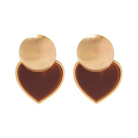 Semicircle Maillard Brown Heart Earrings for Women Maximalist Cute Jewelry Ubahatimi