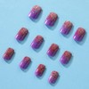 24 Pcs Purple Glitter Press on Nails Short Medium Square