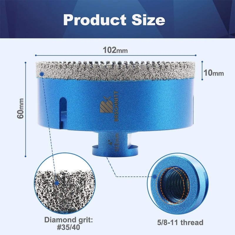 4 Inch Diamond Core Drill Bit for Porcelain Tile Ceramic