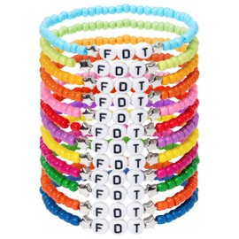 BHronony FDT Bead Friendship Bracelets - 12pcs Colorful Jewelry for Adults