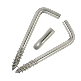 DIOS24 Pack of 25 Screw Hooks Straight L-Shape with Wood Thread A2 5.0 x 60 mm - Wood Screw Curved Wall Hooks Hook Screw Right Angle Screws Ceiling Hooks Wood Thread Stainless Steel I