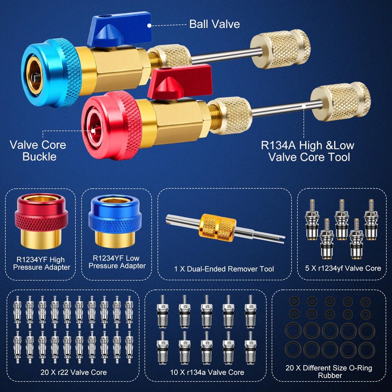 DikTalk AC Schrader Valve Core Removal Tool,60pcs Air Condition Schrader