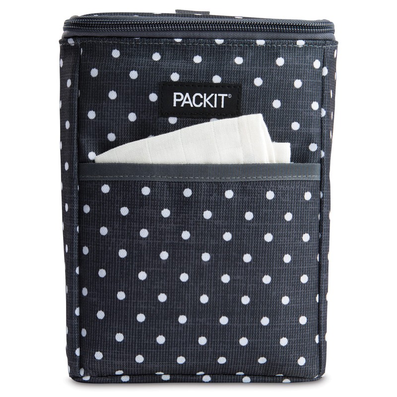 PackIt Freezable Double Bottle Bag, Polka Dots, Bottle Bag