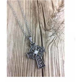 Fashion Jewelry Large NORSE CELTIC CROSS IRISH KNOT Pendant 925 Sterling Silver 20" necklace MEN