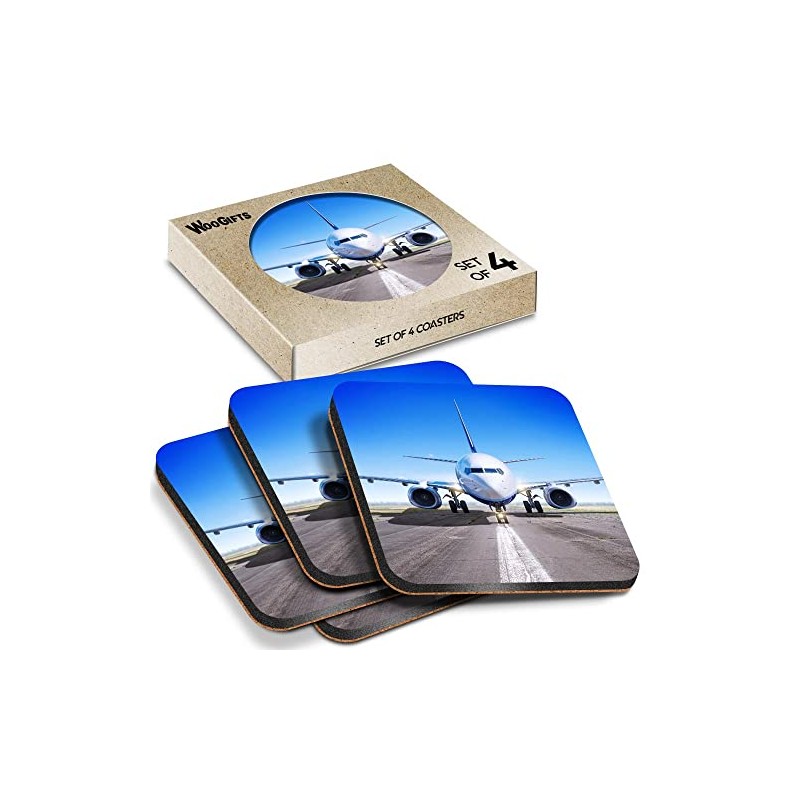 4 x Square Coasters - Aircraft Airliner Passenger Plane Jet