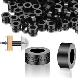 Pack of 100 Plastic Spacer Sleeves M8 Round Spacers Nylon Washers ABS Rubber Spacer Insulation Washers 14 x 5 mm Black Spacers for M8 Screws