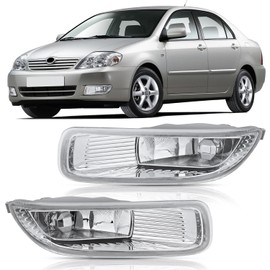 Nilight Fog Lights Assembly Compatible with 2003 2004 Toyota Corolla w/H3 12V 55W Bulbs Clear Lens Driver and Passenger Side
