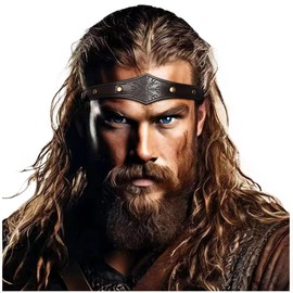 L'VOW Viking Leather Headpiece Medieval Adjustable LARP Headband Renaissance Cosplay Costume Accessories(S2-DarkBrown)