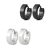 2 Pairs (4 Pieces) of Earrings Black and Silver Stainless