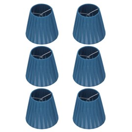 Blue Lamp Shades 6PCS Modern Simple Tall Drum Lamp Shades， 3.5x5.1x5.5in Cloth Handmade Modern Trendy Decorative Lampshade for Crystal Clip On Chandelier Wall Lamp Blue