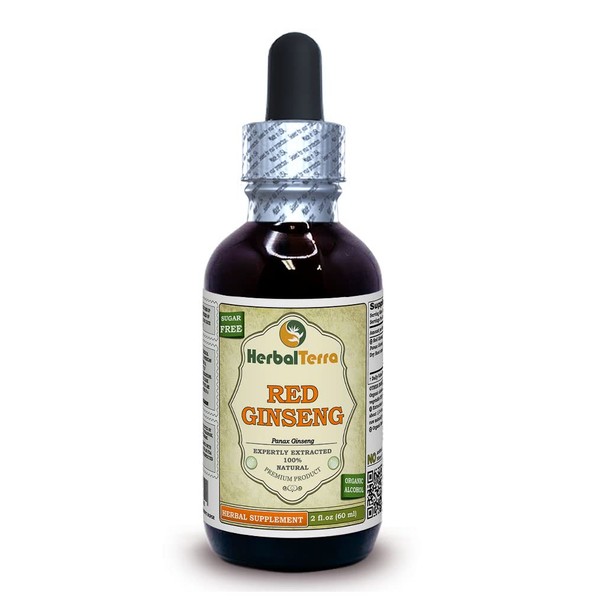 Herbal Terra LLC Red Ginseng (Panax Ginseng) Tincture, Organic Dried Roots Liquid Extract 2 oz