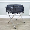 FixtureDisplays Stainless Steel Folding Luggage Rack Black Nylon Webbing Suitcase