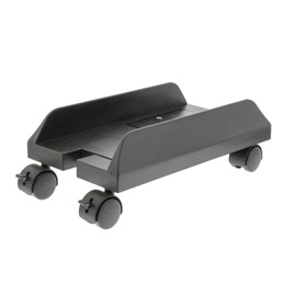 Eurosell - Premium Tower Trolley Computer PC Desktop Stand with Wheels Universal Plastic Metal Black Holder Bracket Black Extendable Universal Computer Stand
