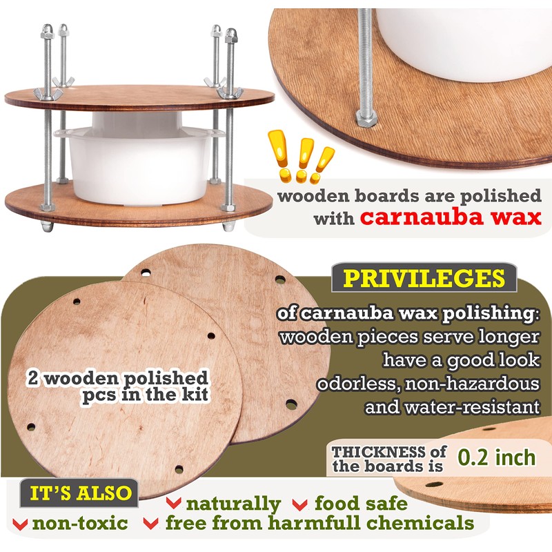 Wooden Cheese Press for Cheese Making Supplies Diameter 11 in