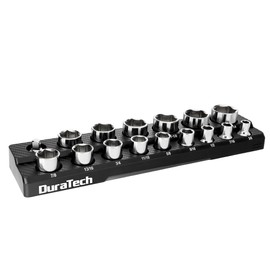 DURATECH Magnetic Socket Organizer, 1/2" SAE Socket Tray Holds 16 Pieces Standard & Deep Size Sockets, Magnetic Sockets Holder(Socket Not Included)