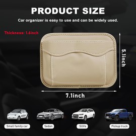 Povtii Organizador de Bolsillo Lateral para Asiento de Coche, Piel Sintética, Negro/Gris/Beige/Blanco