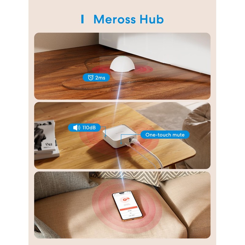 Meross MSH450 Smart Matter Hub with 110dB Alarm, Smart Home