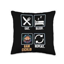 Ram Cichlid Fish Lover Freshwater Aquarium Fish Aquarist Throw Pillow