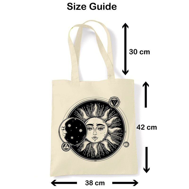 Sun and Moon Eclipse Hipster Tattoo Large Print Tote Shoulder