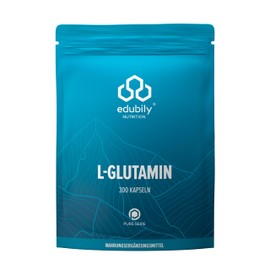 edubily nutrition® L-Glutamine Capsules 750 mg • High Dose • Vegan Amino Acid from Fermentation • Free L-Glutamine without Additives • Laboratory Tested (Capsules)
