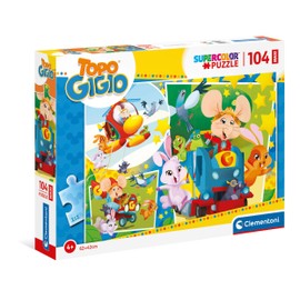 Clementoni Mouse Gigio Supercolor Gigio-104 Maxi Pieces-Made in Italy, Puzzle Children 4 Years+, Multicoloured, 23756