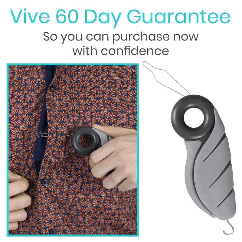 Vive Button Hook with Finger Hole - Zipper Gripper Pull