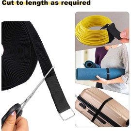 1"x16.5ft Hook and Loop Cable Straps - with 24 Buckles, Black Nylon Hook and Loop Straps, Adjustable Fastening Cable Straps, Reusable Nylon Securing Cord Ties for Organizer or Storage, 1 inch Wide