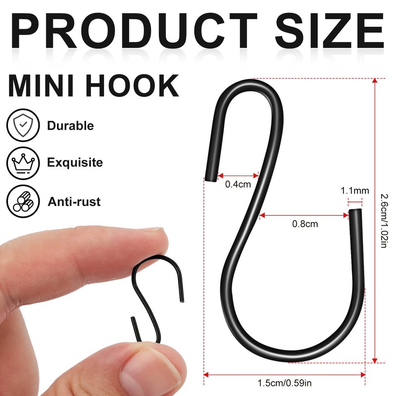 KINBOM 120pcs 1 Inch Mini S Hooks for Hanging, S