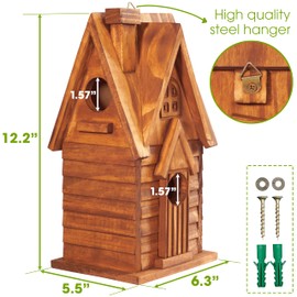 MIXUMON Bird Houses for Outside, Outdoor 2 Bird House Room for 2 Bird Families Bluebird Finch Cardinals Hanging Birdhouse for Garden (Style 11)