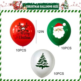 CloverCy Christmas Balloons 30 Pcs Merry Xmas Party Balloons Decorations Latex Red Green and White Party Balloons Set for New Year Party Birthday Party Decor Supplies