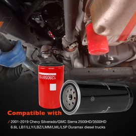 6.6L Duramax Filter Kit-Transmission/Oil Filter Compatible with 2001-2019 Chevy Silverado/GMC Sierra 2500 3500 HD and Allison 1000/2000 Series.Replaces#114000550 128059150 Upgrade of PF2232 29539579