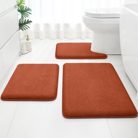 Bathroom Rugs Sets 3 Piece, Burnt Orange 17"x24"+20"x32"+20"x24"