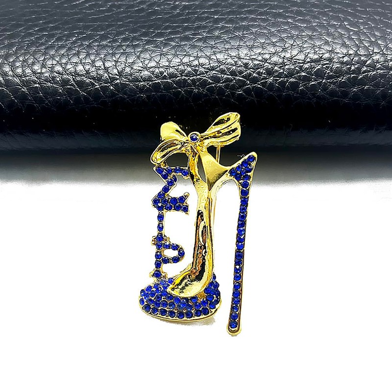 Radiant Rhinestone Metal Sorority High-heeled Shoes Brooch - Golden SIGMA