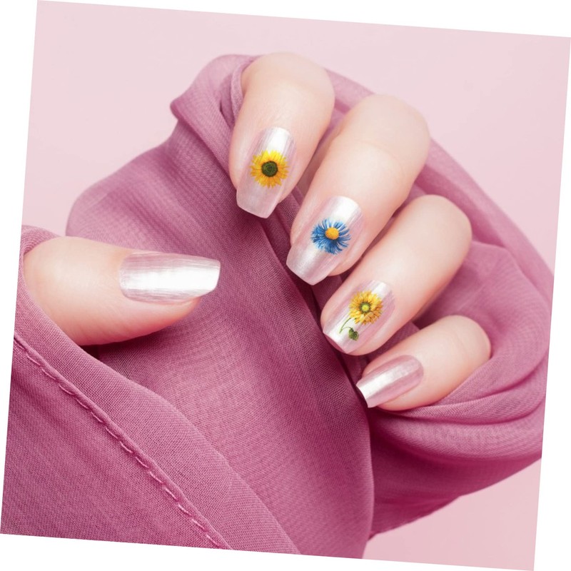 Vaguelly Sunflower Nail Art Stickers 3 Sheets Large Yellow Watermark