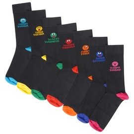 Boys 7 Pack Novelty Days of the Week Socks Mood Fun Socks (UK 9-12 (EU 27-30) BOYS)